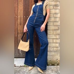 ROLLA’S EAST COAST FLARED DENIM OVERALLS